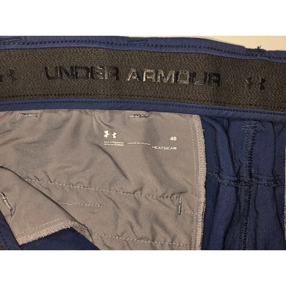 Under Armour Match Play Mens Navy Blue HeatGear Golf Shorts Size 40 Flat Front